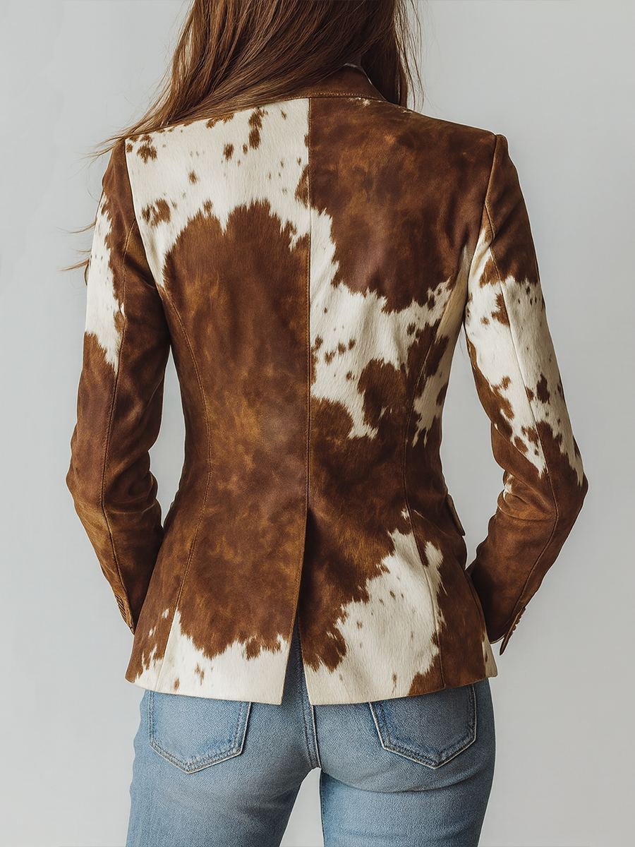 Agata | Vintage Blazer with Cow Print
