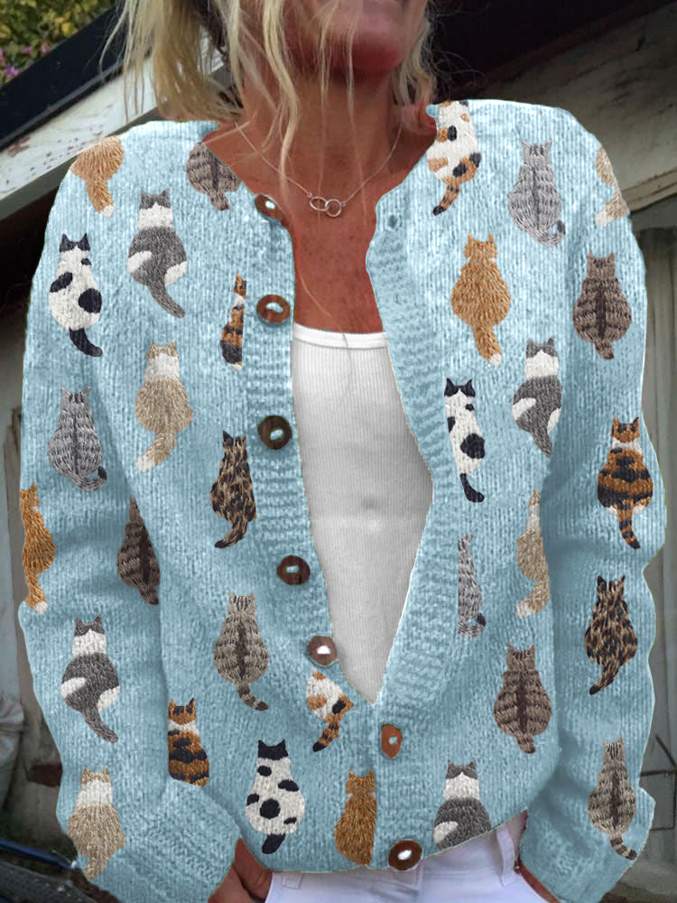 Charlotte | Cosy Cat Print Cardigan