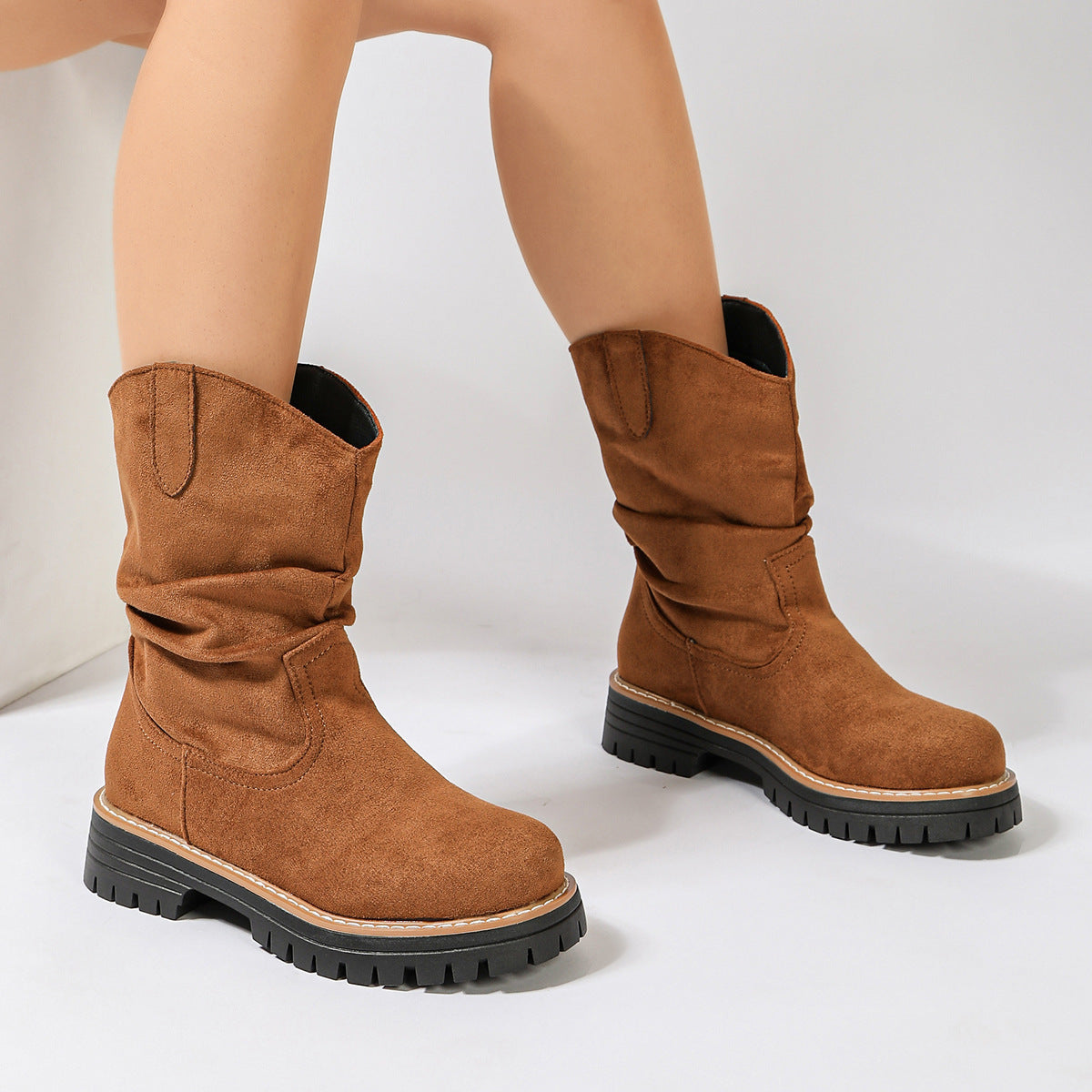 Sadie | Suede-Look Platform Boots