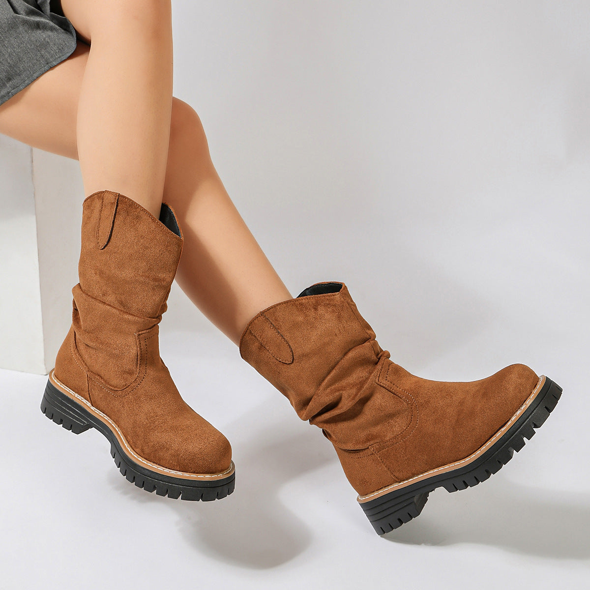 Sadie | Suede-Look Platform Boots