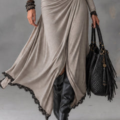 Michela | Draped Top and Slit Maxi Skirt Set
