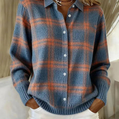 Cosette | Checkered Shirt Collar Cardigan