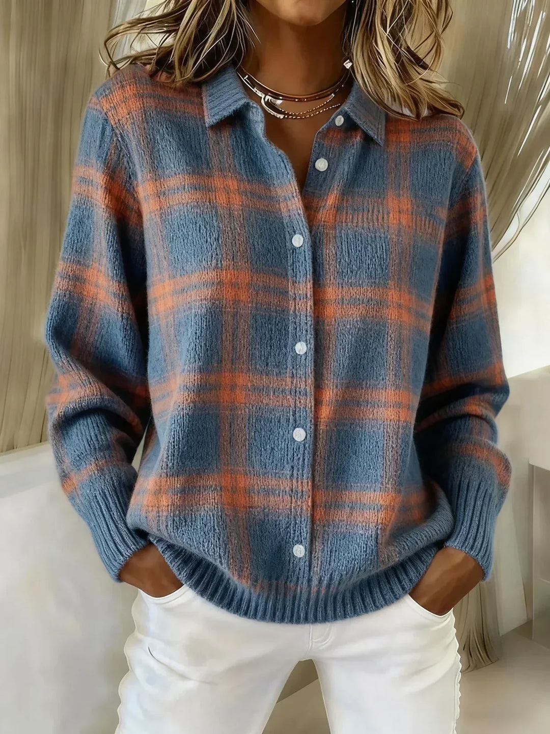 Fiammetta | Checked Knit Cardigan