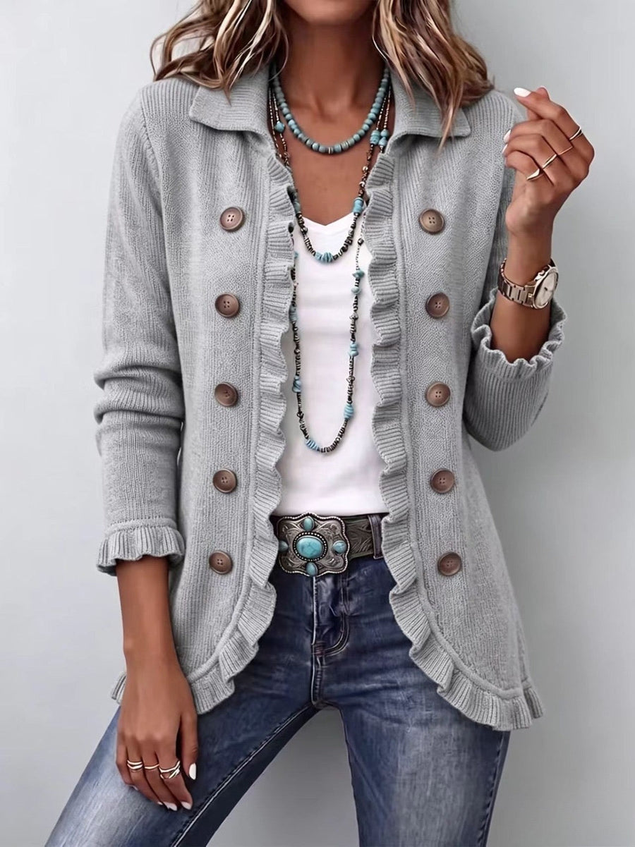 Eloísa | Heather Grey Ruffled Knit Jacket
