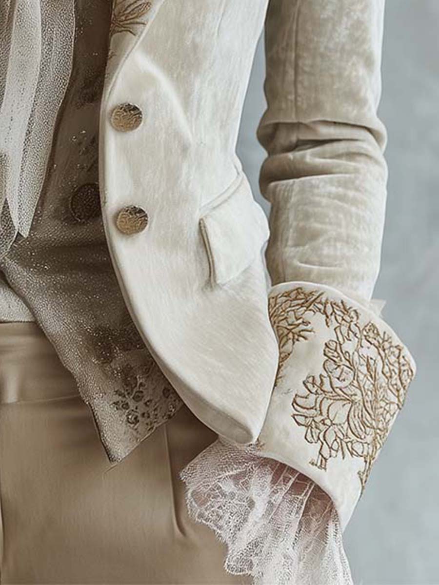 Costanza | Ivory Embroidered Blazer