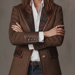 Gisella | Blazer with Printed Zigzag Inserts