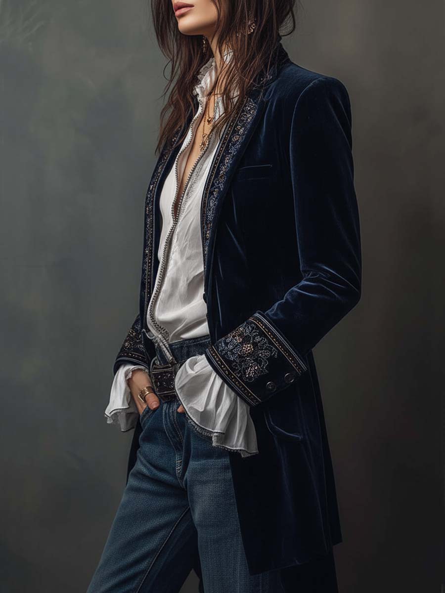 Atena | Long Embroidered Vintage Jacket