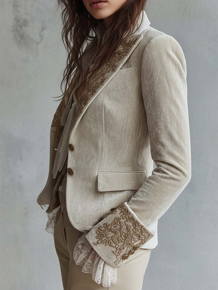 Costanza | Ivory Embroidered Blazer