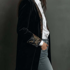 Leontina | Fitted Baroque Printed Blazer in Black