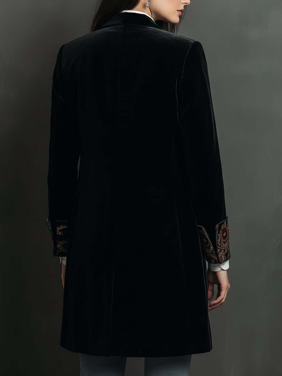 Leontina | Fitted Baroque Printed Blazer in Black