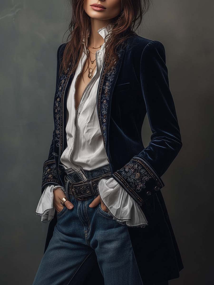 Atena | Long Embroidered Vintage Jacket