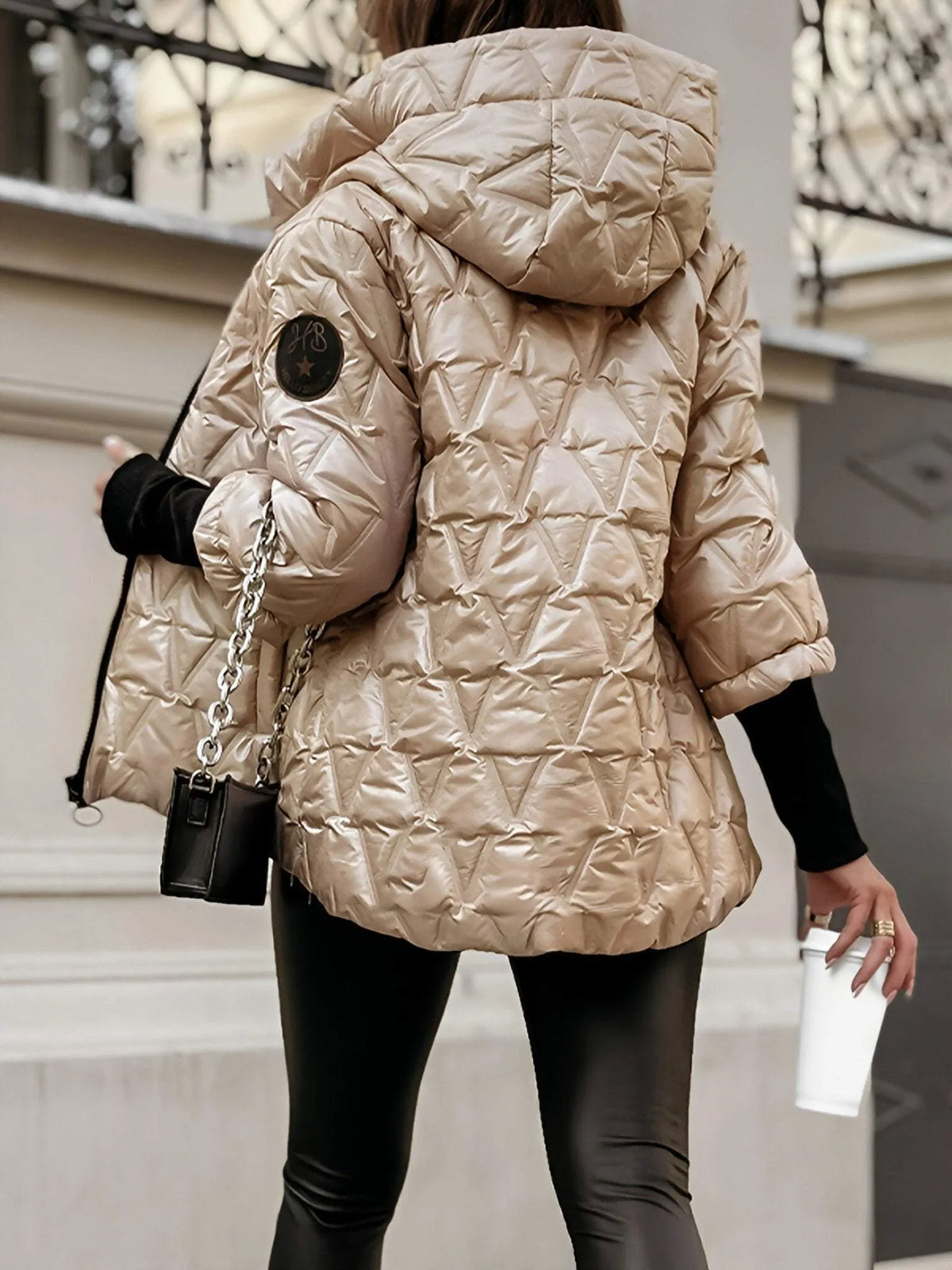 Eline | Glossy Quilted Hooded Jacket