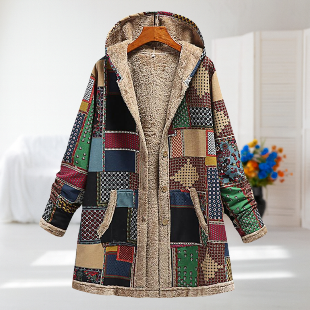 Valeria | Green Patterned Mid-Season Coat