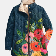 Amaya | Navy Floral Quilted Jacket