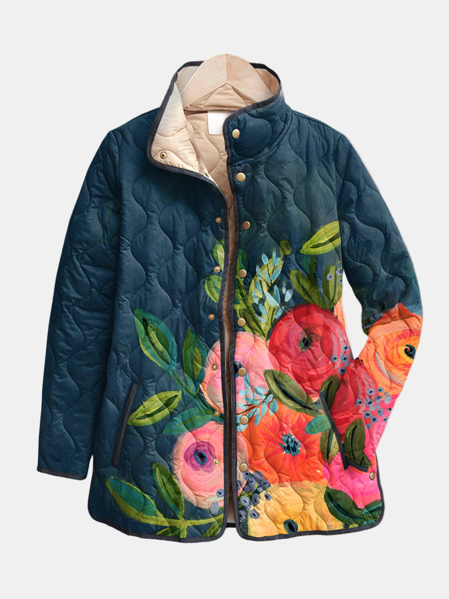 Amaya | Navy Floral Quilted Jacket