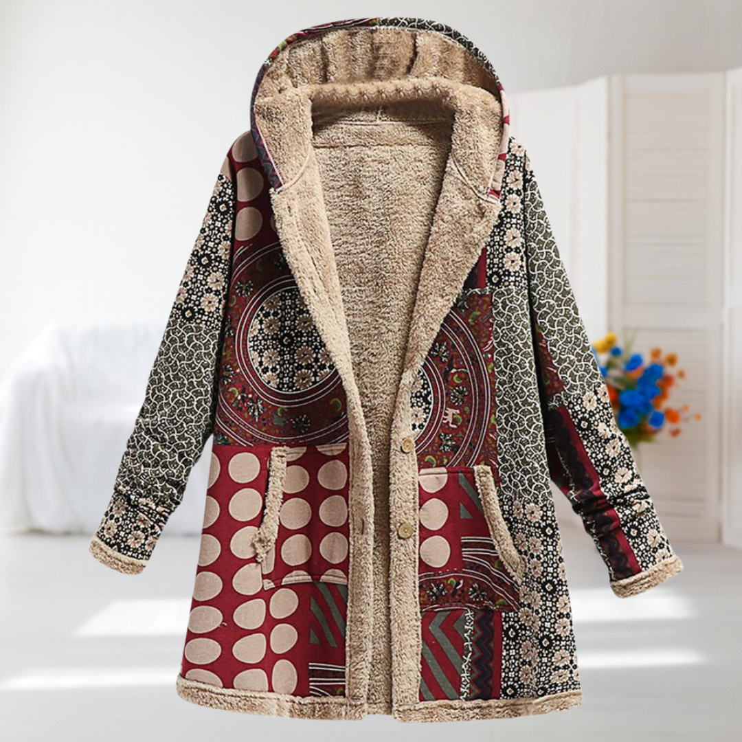 Helene | Red and Green Mid-Season Coat