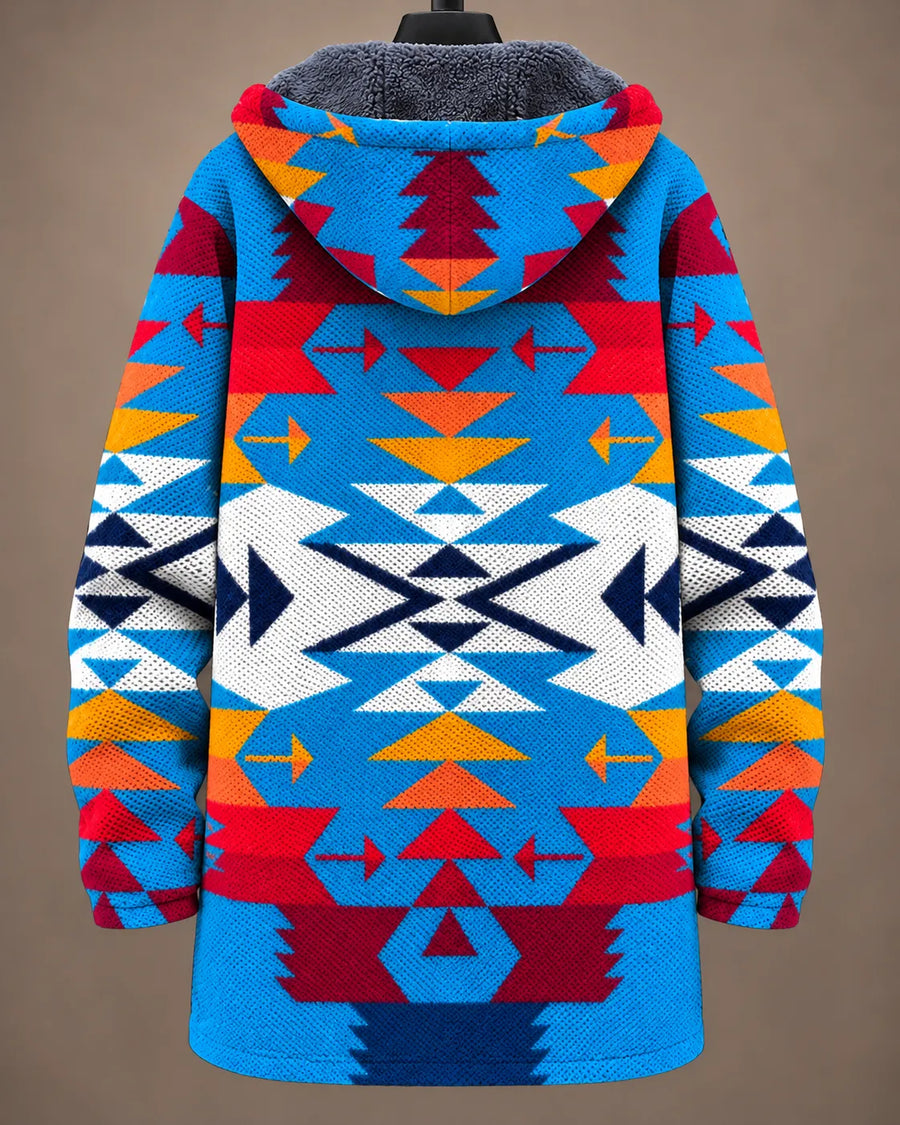 Talia | Vibrant Geometric Hooded Jacket