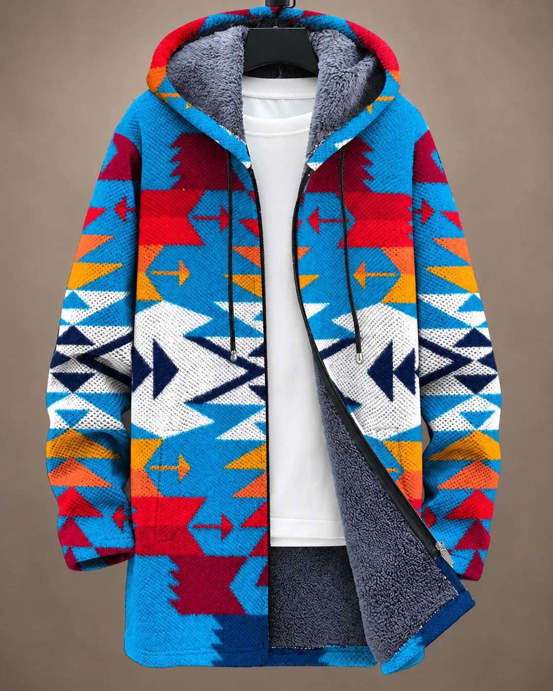 Talia | Vibrant Geometric Hooded Jacket