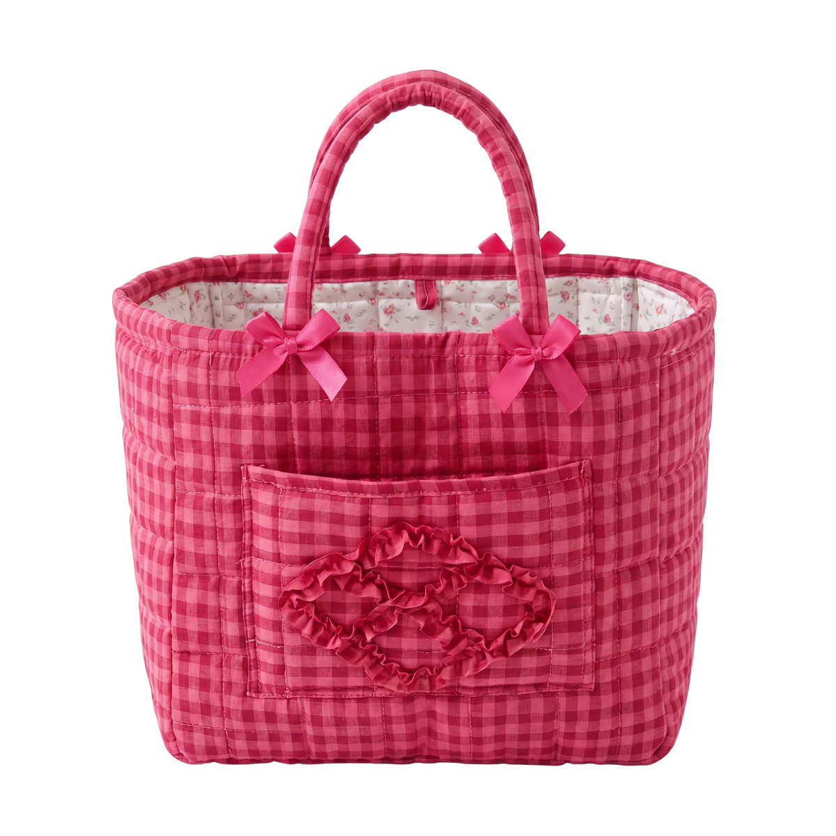 Ruby | Raspberry Gingham Quilted Tote Bag
