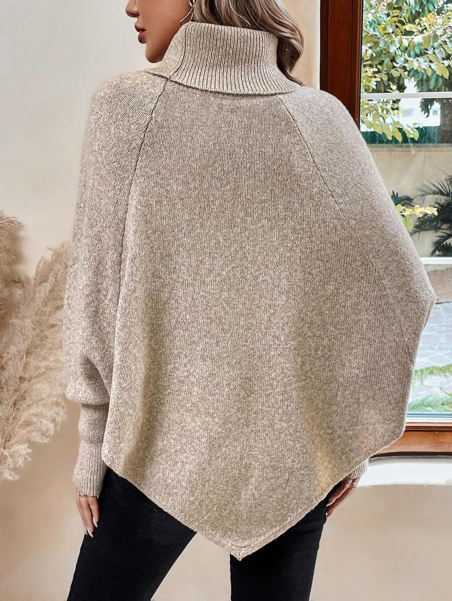 Alexis | High-Neck Batwing Poncho Jumper