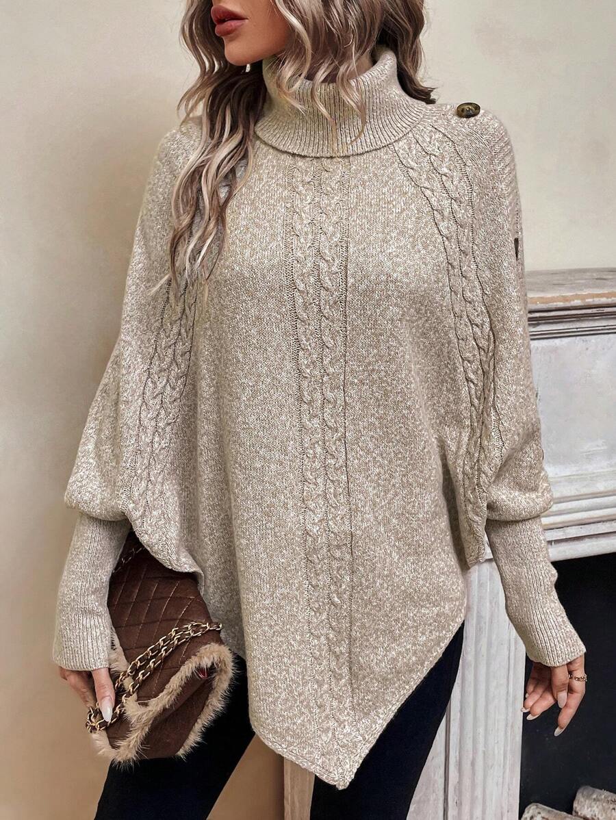 Alexis | High-Neck Batwing Poncho Jumper