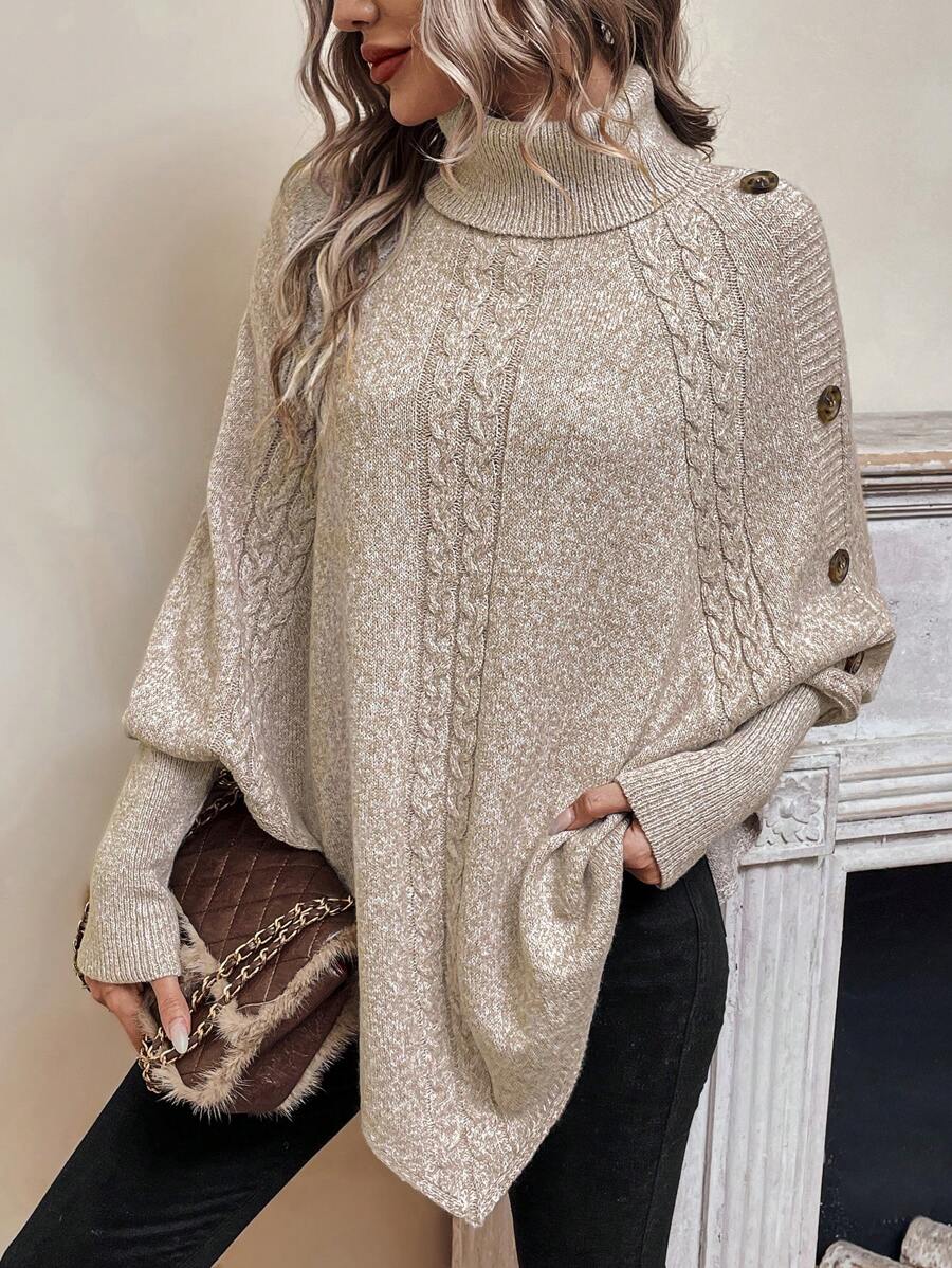 Alexis | High-Neck Batwing Poncho Jumper