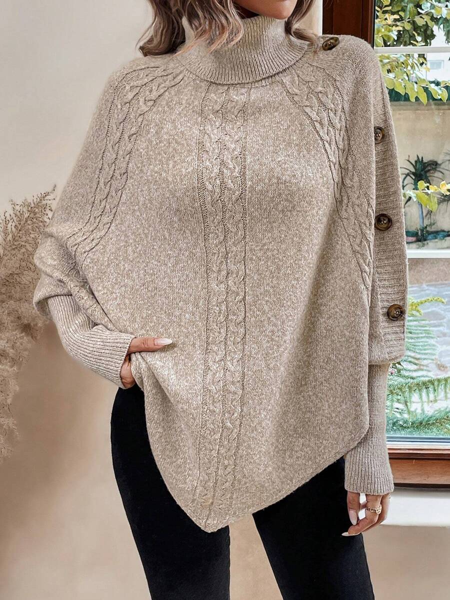 Alexis | High-Neck Batwing Poncho Jumper