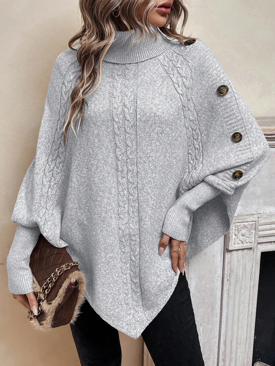 Alexis | High-Neck Batwing Poncho Jumper