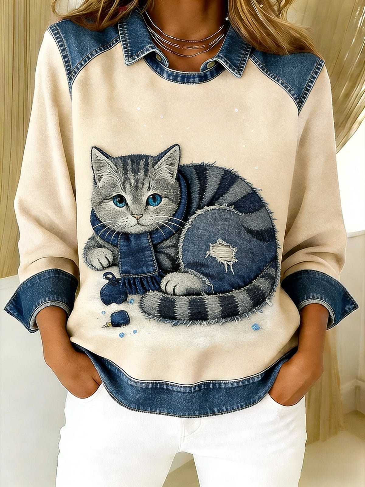 Eponin | Cat Print Sweatshirt