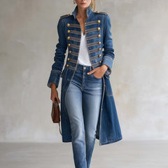 Dagmar | Long Military-Style Denim Coat