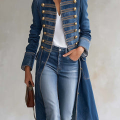Dagmar | Long Military-Style Denim Coat