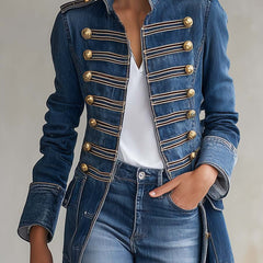 Dagmar | Long Military-Style Denim Coat