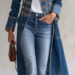 Dagmar | Long Military-Style Denim Coat