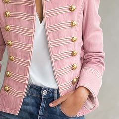 Marion | Military Denim Jacket with Gold Buttons