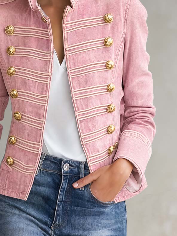 Marion | Military Denim Jacket with Gold Buttons