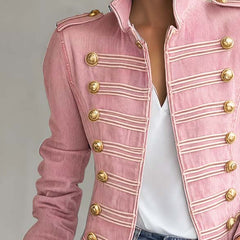 Marion | Military Denim Jacket with Gold Buttons