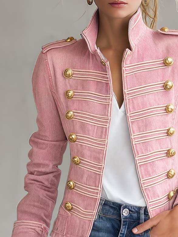Marion | Military Denim Jacket with Gold Buttons