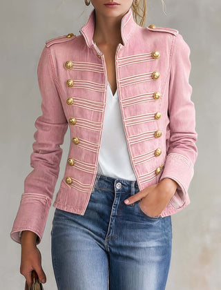 Marion | Military Denim Jacket with Gold Buttons