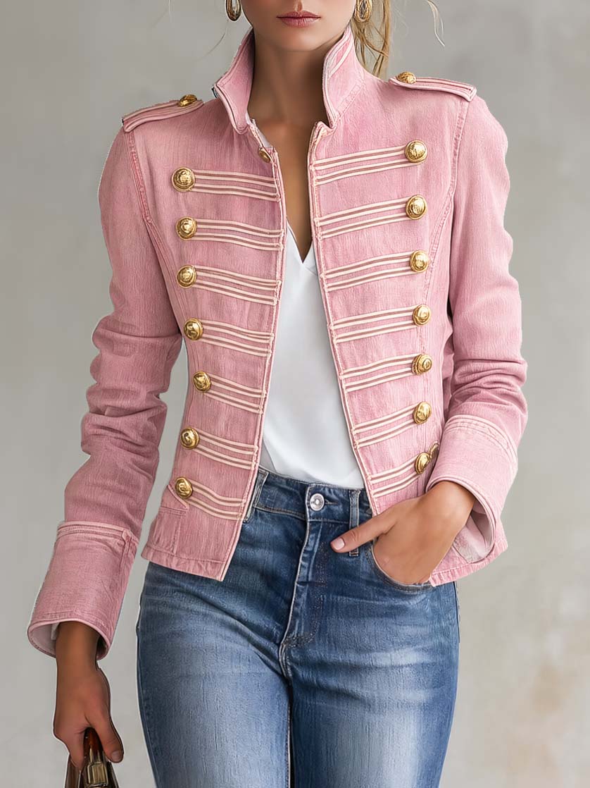 Marion | Military Denim Jacket with Gold Buttons