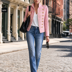 Marion | Military Denim Jacket with Gold Buttons