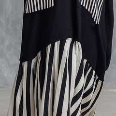 Stefania | Oversized Patchwork Stripe Maxi Dress