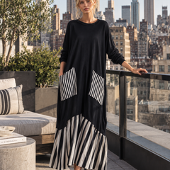 Stefania | Oversized Patchwork Stripe Maxi Dress