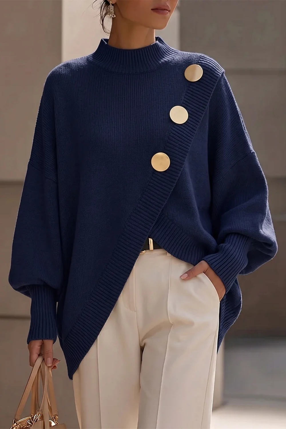 Marisse | Button Roll-Neck Jumper