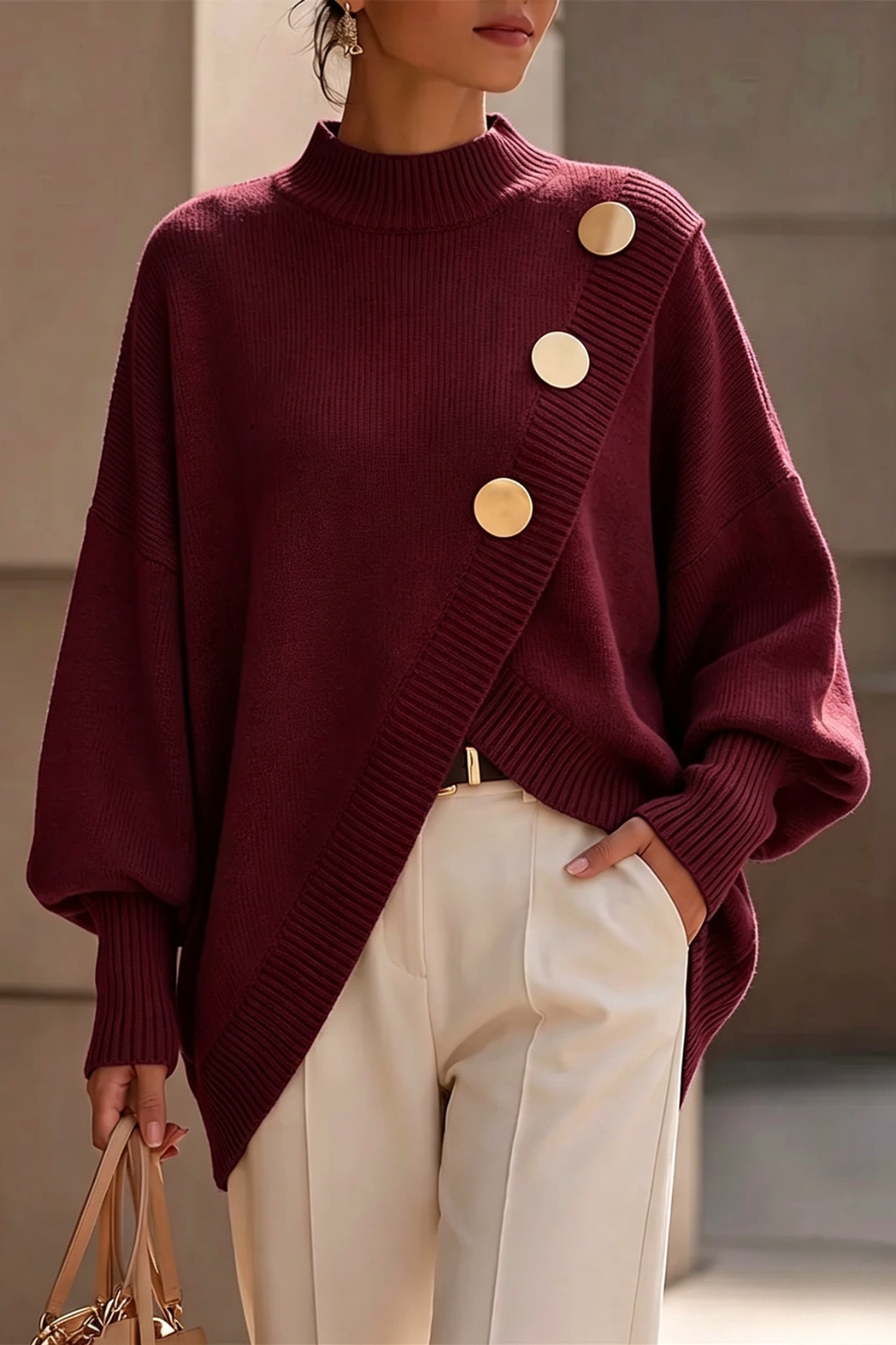 Marisse | Button Roll-Neck Jumper