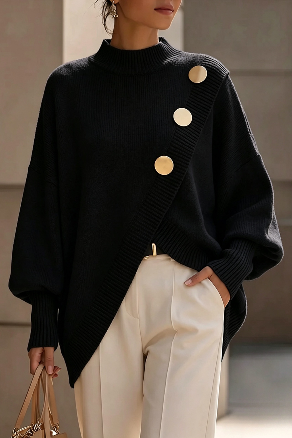 Marisse | Button Roll-Neck Jumper