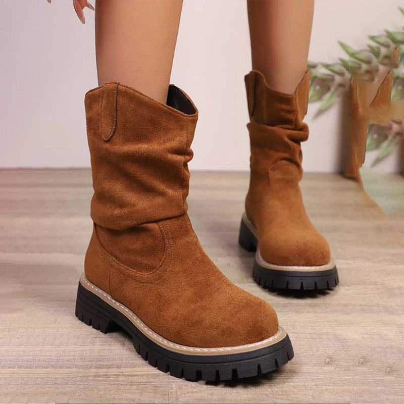 Sadie | Suede-Look Platform Boots