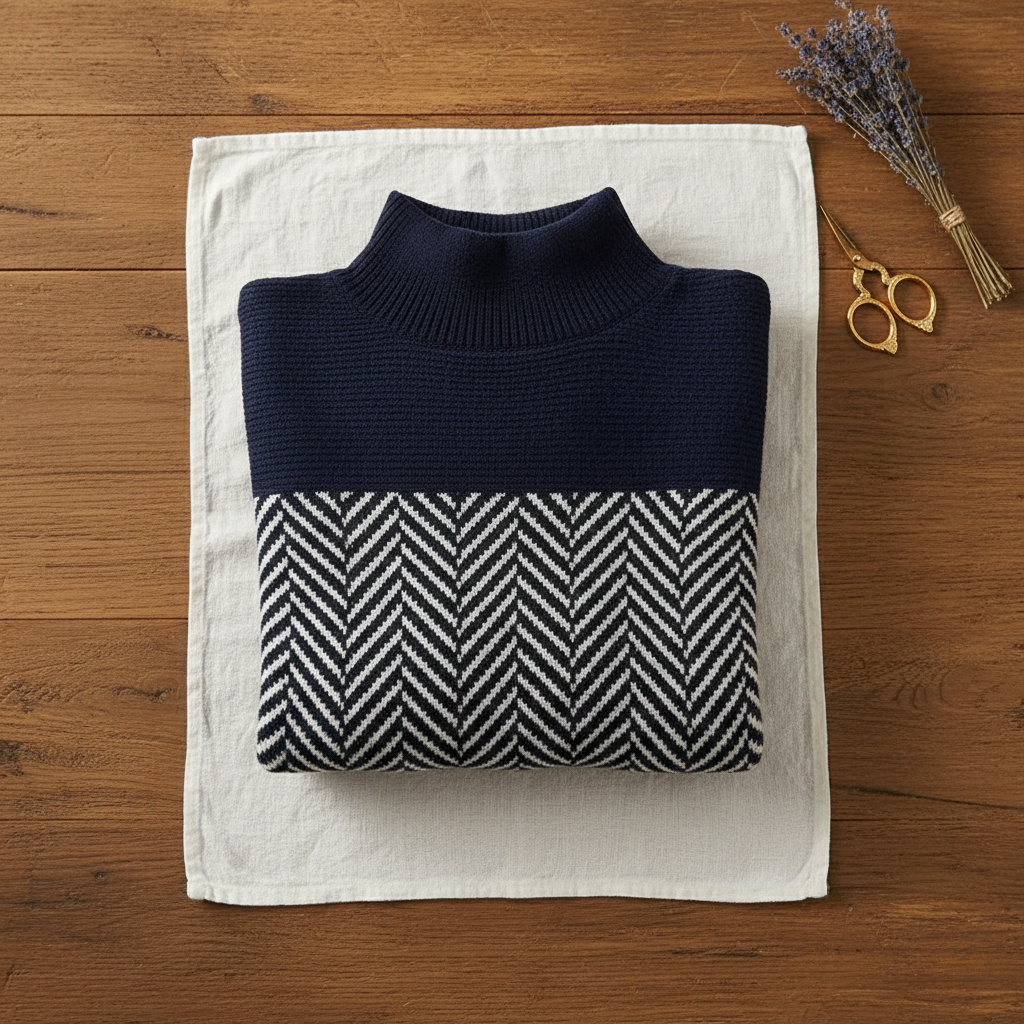 Nora | Zigzag Cotton Roll Neck