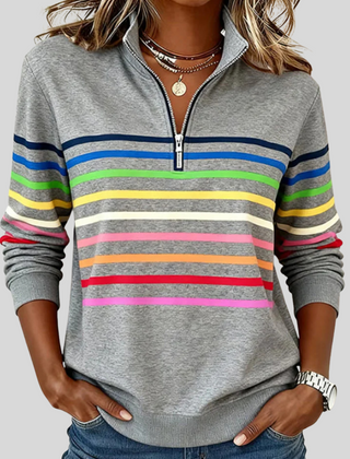 Emma | Striped Quarter-Zip Sweatshirt