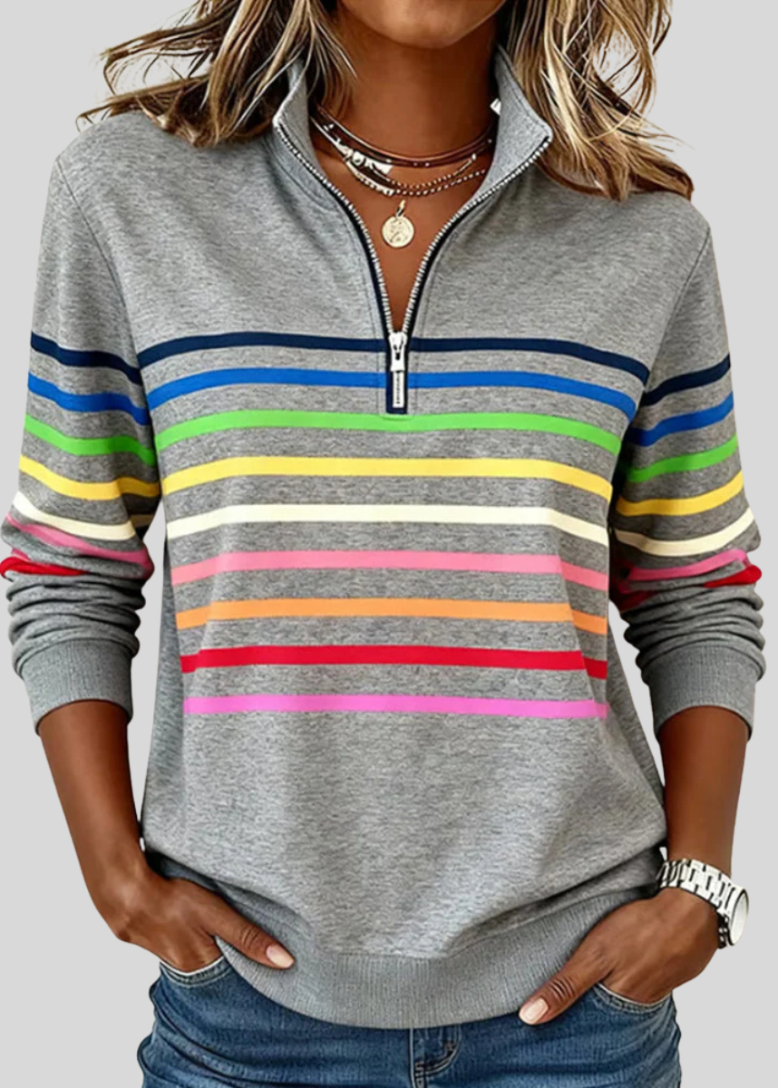 Emma | Striped Quarter-Zip Sweatshirt