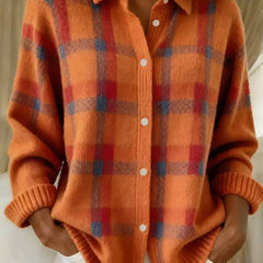 Cosette | Checkered Shirt Collar Cardigan